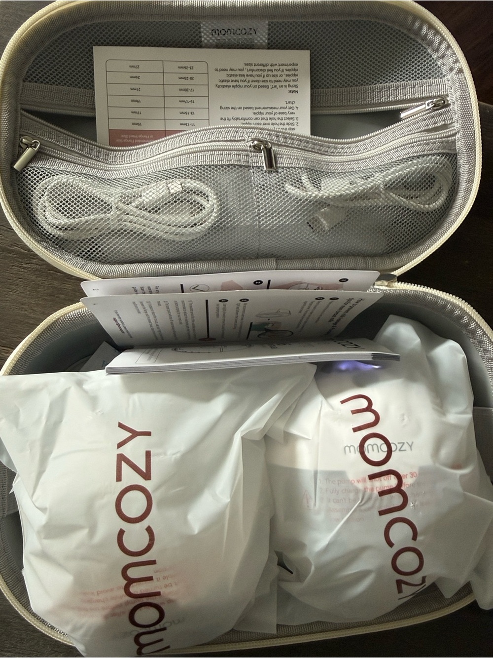 momcozy White Breast Pump with Case Set